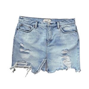 We The Free Distressed Denim Skirt Womens Size 26 Casual Western Festival